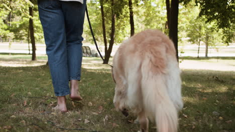 Woman-walking-with-her-dog