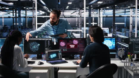 system administrators in data center struggle with computer bugs while using ai