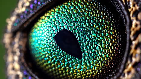 close-up of a vibrant iridescent reptile eye