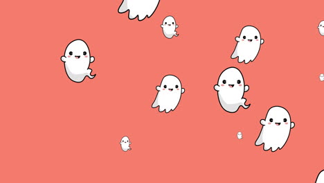 animación de fantasmas que caen sobre un fondo rosado