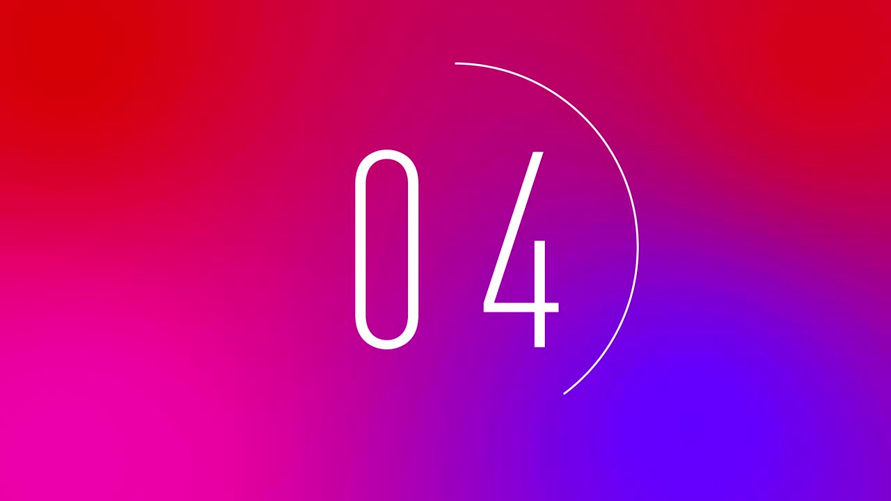 cuenta atrás de 10 segundos con fondo de fantasía en gradiente y colores brillantes. cuenta atrás moderna para la producción de video