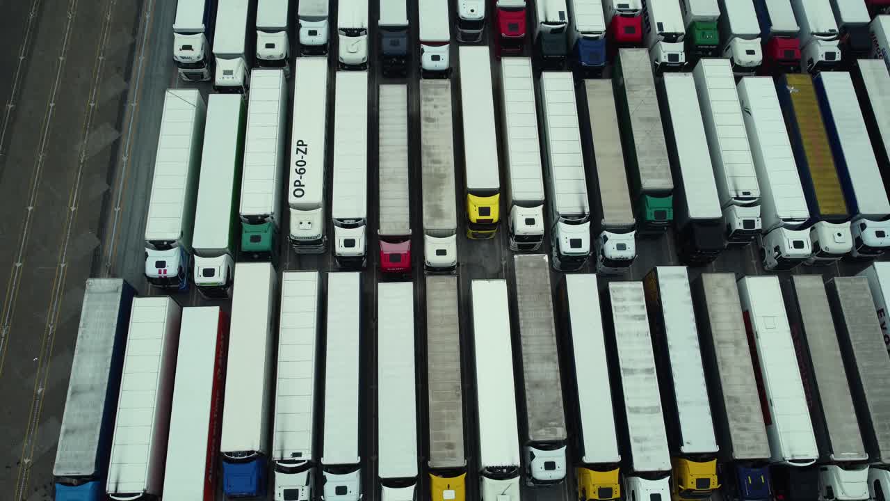 Aerial View of Truck Parking Lot