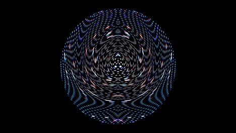 forma de círculo de puntos movimiento de onda, colorido, sobre fondo negro