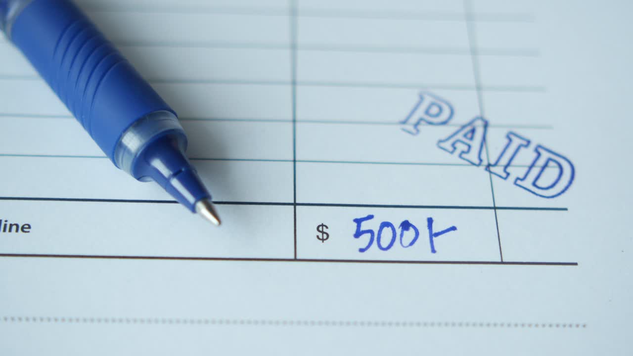 Receipt with 500 payment marked