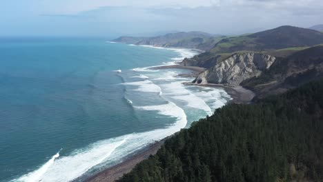 Aerial-drone-view-of-the-Gipuzkoa-flysch-coast-in-Deba-in-the-Basque-Country