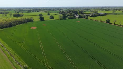 green field landscape with farm tracks, county meath ireland, calm rural morning