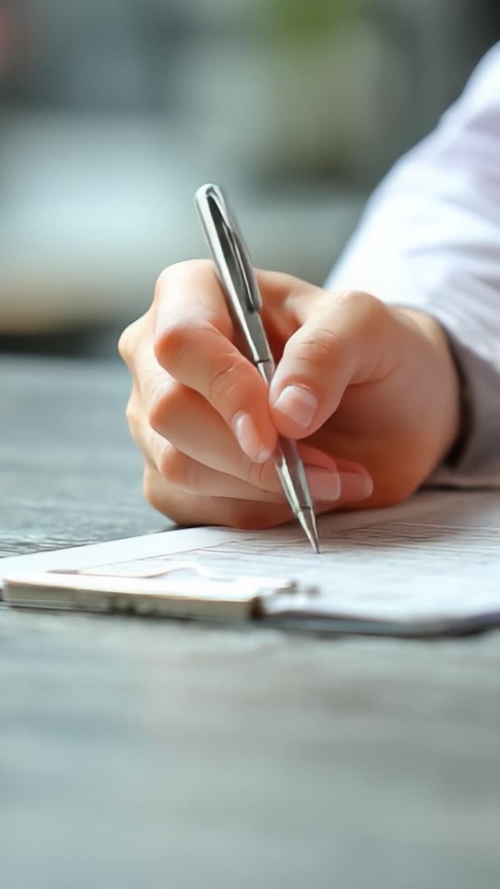 Una mano concentrata che scrive su un taccuino con una penna, catturando l'intensità del pensiero e l'arte di prendere appunti in un ambiente tranquillo e produttivo