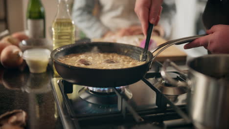 cooking a delicious dish on a gas stove