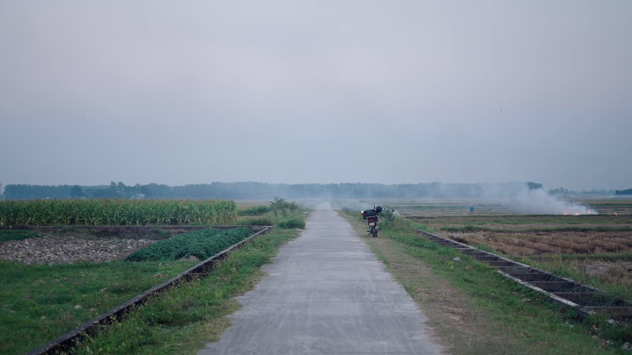 Country Road Through Fields at Dusk
