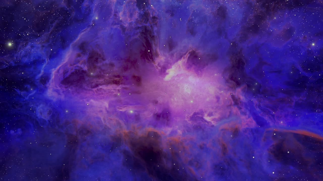 Purple nebula with bright cosmic clouds and stars in deep space