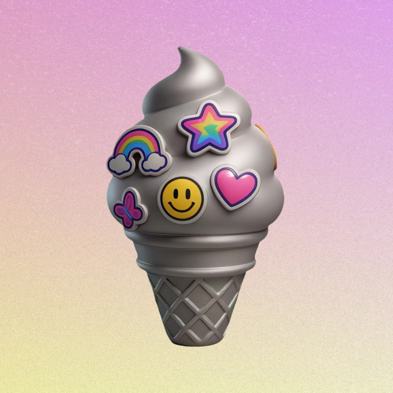 Whimsical ice cream design animation isolated asset, transparent 4K video, alpha channel, ProRes