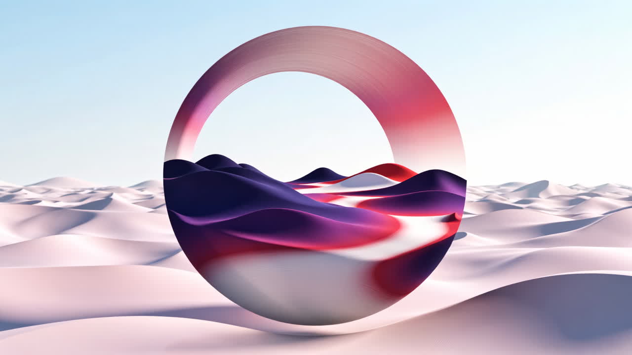 Abstract Desert Landscape with Circular Portal