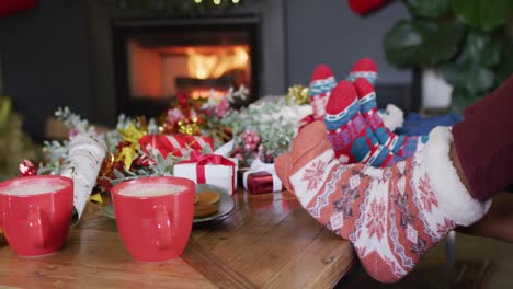 close up of african american family playing with socks