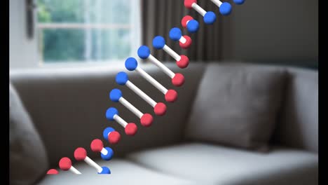 animación de la cadena de adn sobre el interior de la casa