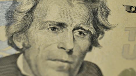 portrait seventh president of the united states andrew jackson on twenty dollar bill