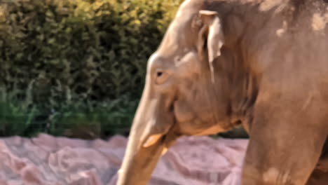 un elefante camina con gracia en su recinto en un día soleado
