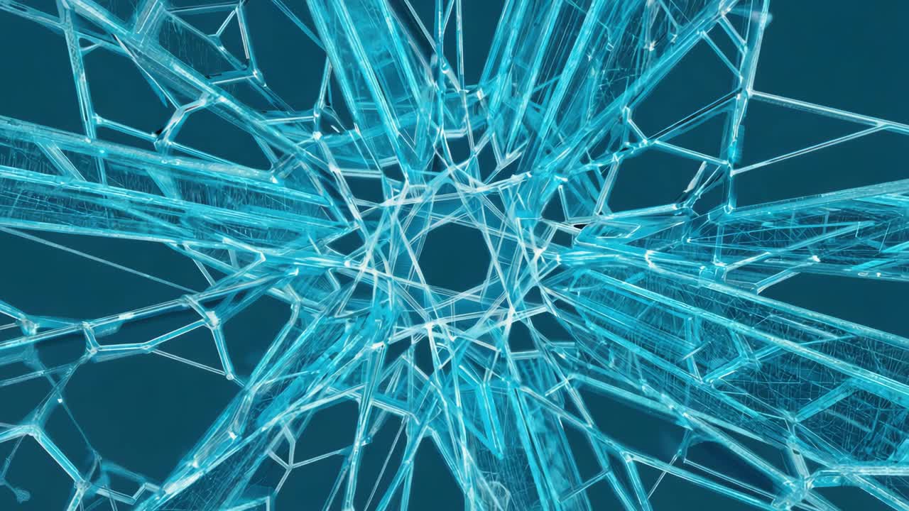 Abstract Shattered Blue Ice or Glass Structure