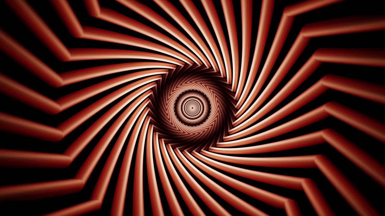 Animazione loop 3D di spirale ipnotica a tunnel incandescente in movimento