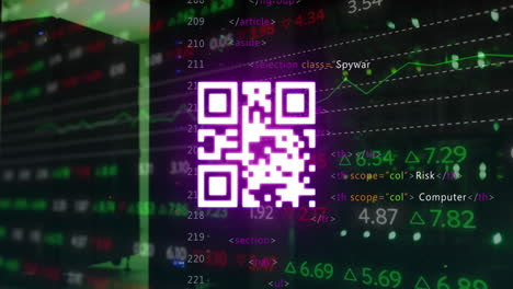 animación del código qr, procesamiento de datos a través de servidores informáticos