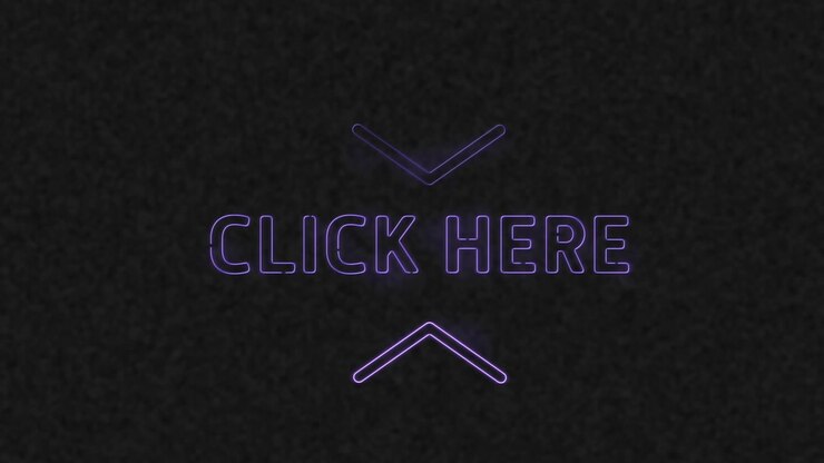 Animated Neon Click Here Button with Pulsing Arrows