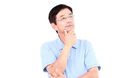 thoughtful man with hand on chin has an idea