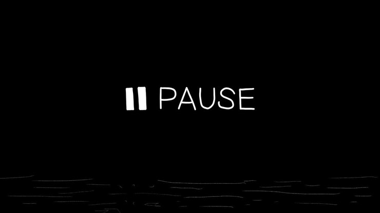 Animated Video Home System Glitch “Pause”. Old film effect, Loop Hand-Drawn Video 4k on Transparent Background, Alpha Channel.
