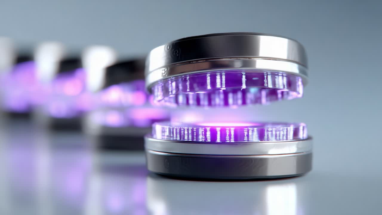 Floating Magnetic Discs with Glowing LED Lights Capture an Impressive Technology Display in a Modern Design Aesthetic That Showcases Cutting-Edge Innovations