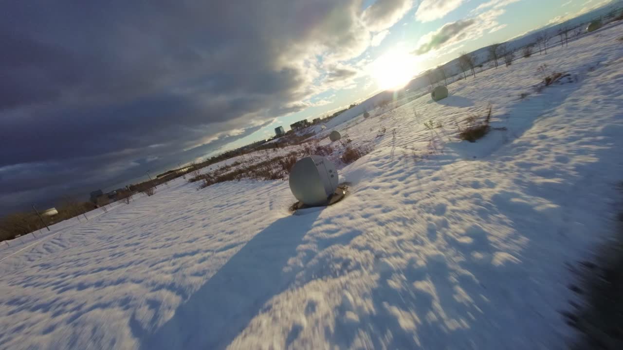Aerial View Winter Sunset in Park Frédéric Montreal Canada