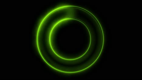 Seamless-loop-spinning-flickering-green-neon-ring-on-black-background