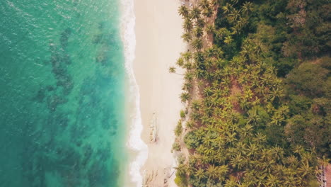 Amanwella-beach-south-coast-of-Sri-Lanka-tropical-paradise-ocean-and-sand-drone-footage