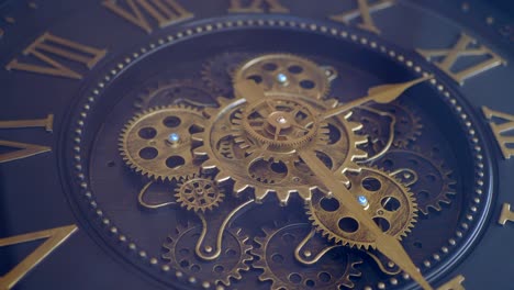 intricate clock mechanism with golden gears