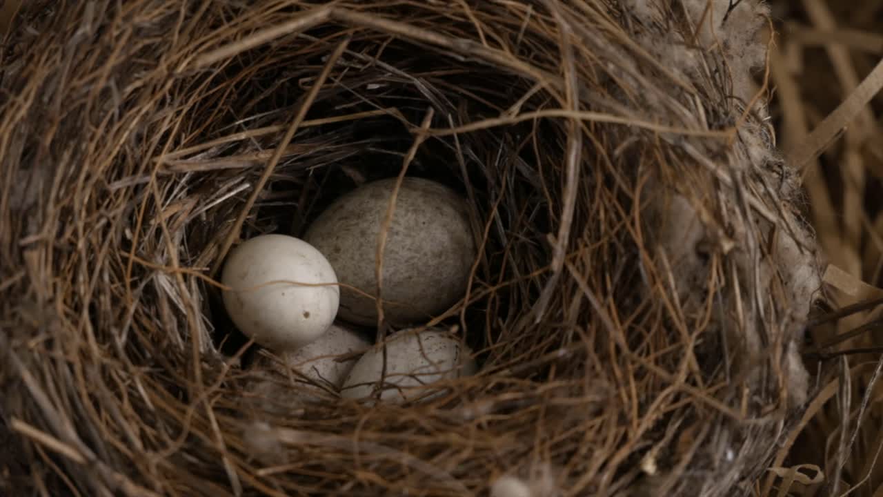 Bird's nest and eggs close up