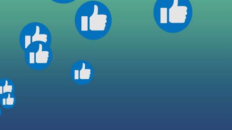 animation of looping thumbs up icon in blue circles against gradient background