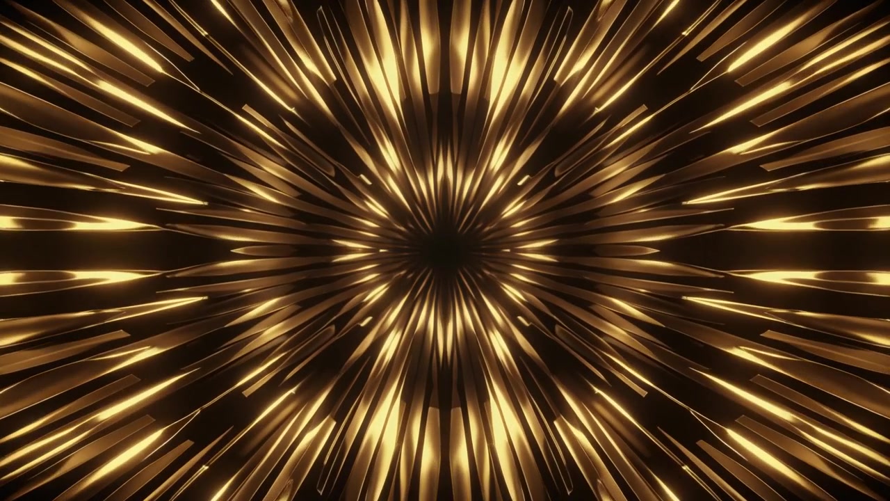 Abstract Golden Geometric Light Rays Expanding From Center