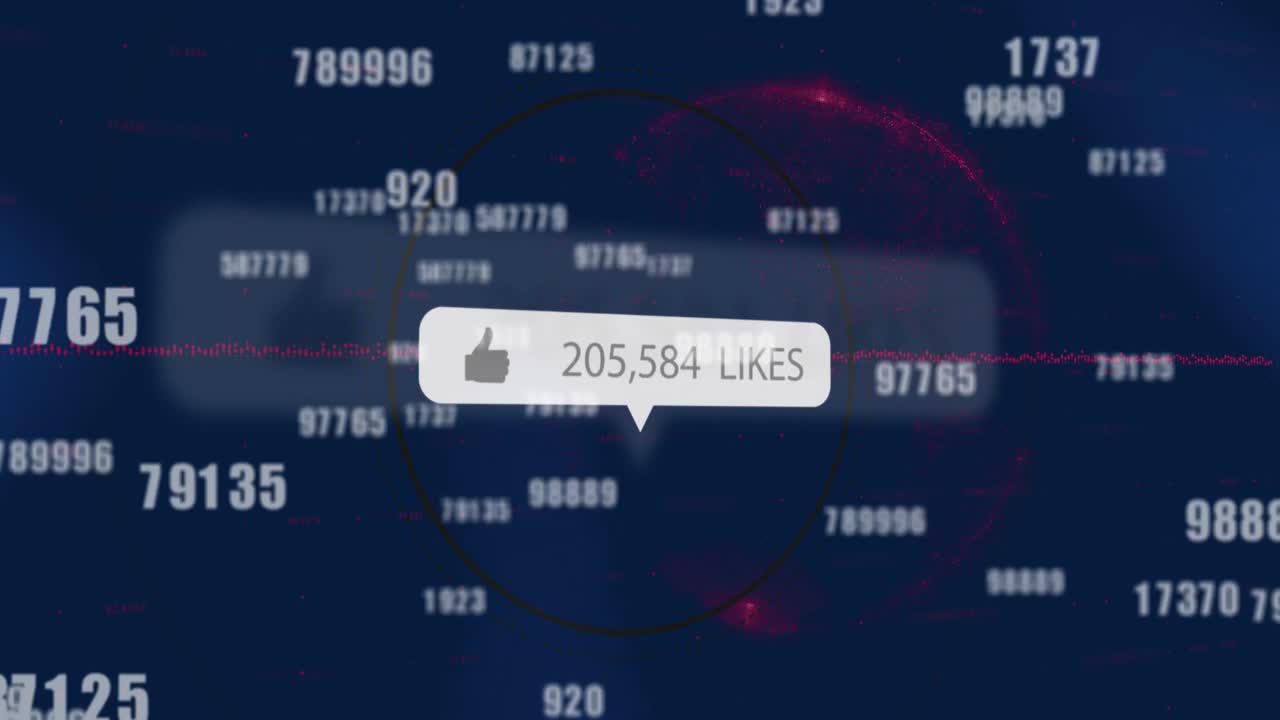 파란색 배경에 엄지손가락을 올려놓은 아이콘과 증가하는 숫자를 가진 음성 거품