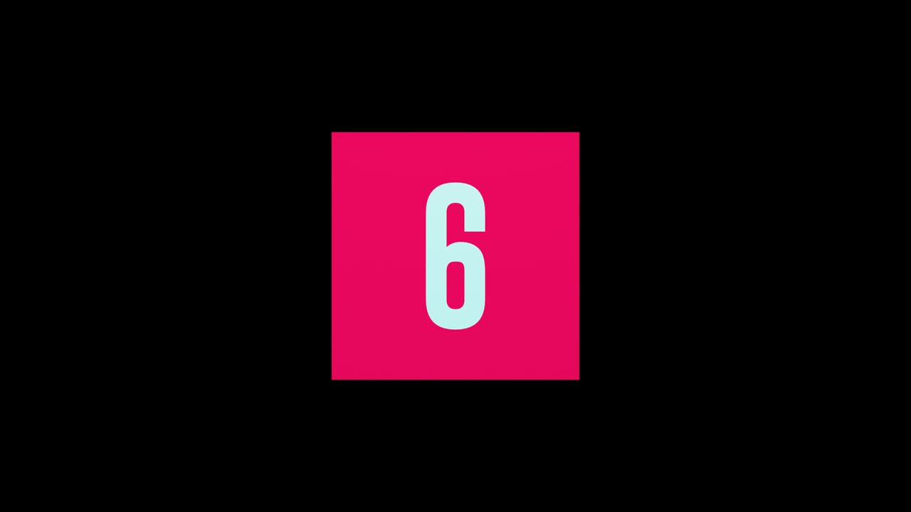 Red 3d square countdown from zero to ten. Alpha channel