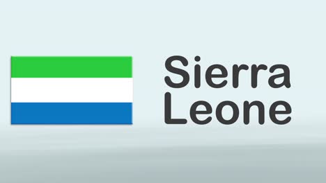 introducción promocional de presentación 3d en fondo blanco con una cinta colorida de la bandera y el país de sierra leona