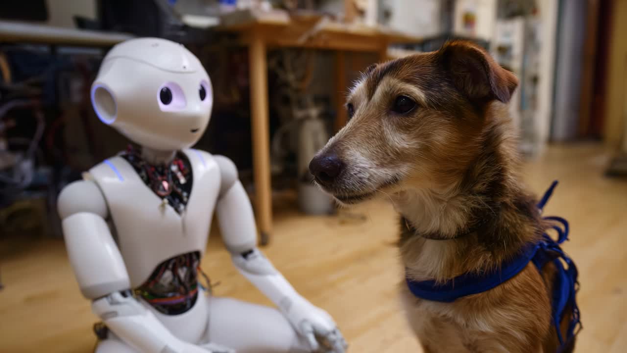 Un'interazione affascinante tra un robot amichevole e un cane curioso: esplorare il futuro delle relazioni uomo-animale-robot in un mondo guidato dalla tecnologia