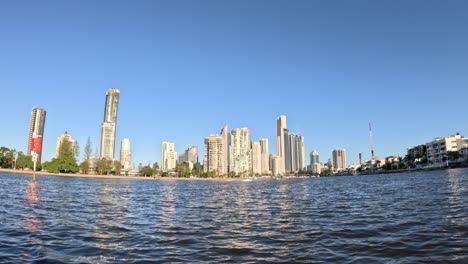 panoramic view of gold coast skyline from water