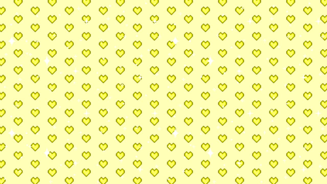 Yellow Pixel Heart Pattern
