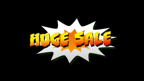 huge sale text in cartoon style explosion