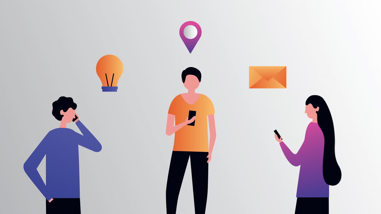 social media tech with people using smartphone