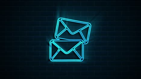 Social media neon icon design isolated on dark background. Outline web icon. Motion graphics.