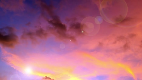 colorful sunset sky with bokeh sun light ray n sunbeam lens flare effect