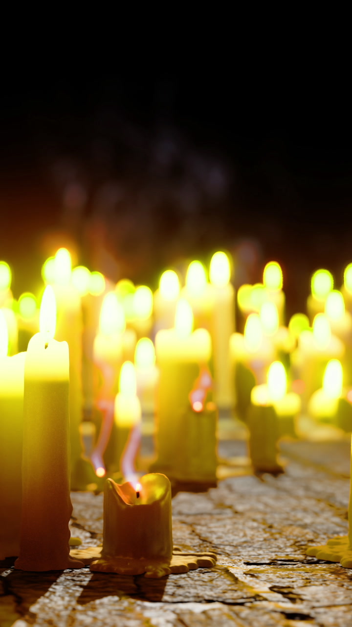 Candles lit during a night gathering to mark a special event or ritual