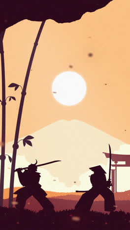 motion graphic of flat samurai illustration background