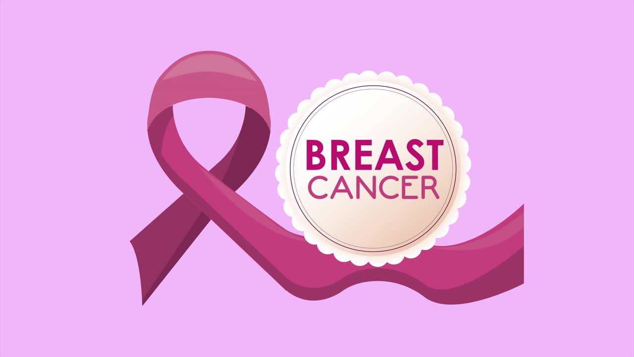 анимация по осведомленности о раке молочной железы с лентой и кружевом