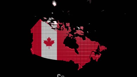 canada map showing up intro by regions 4k animated canada map intro background with countries appearing and fading one by one and camera movement