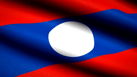 laos flag waving textile textured background. seamless loop animation. full screen. slow motion. 4k video