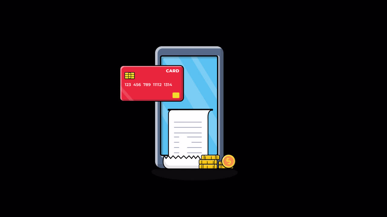 Online Payment Transaction with Smartphone, Credit Card, and Receipt